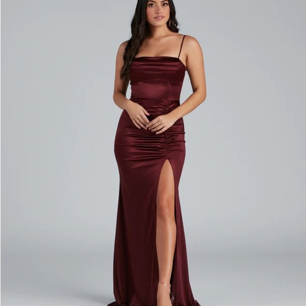 Nemi Formal High Slit Ruched Dress